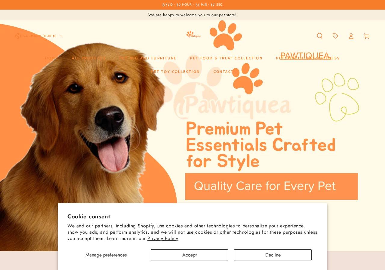 pawtiquea.shop store homepage preview